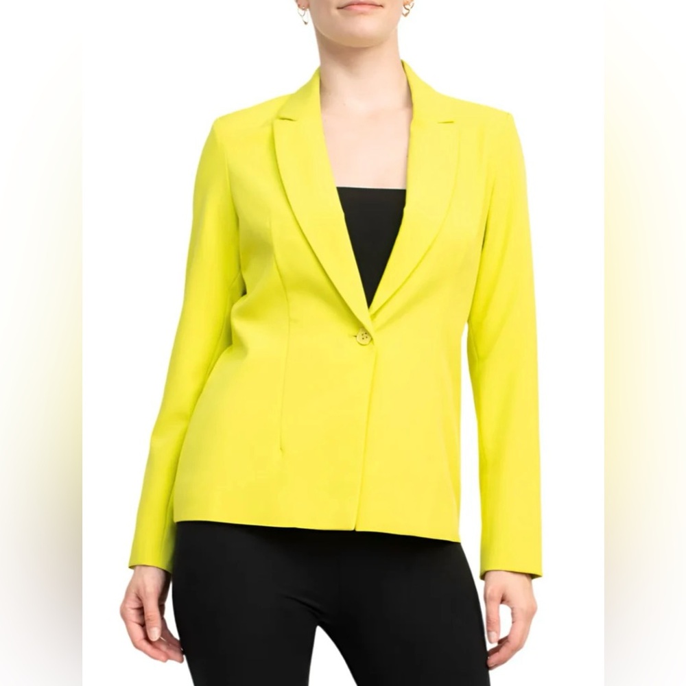 Nanette Lepore notch lapel Nolita stretch blazer in neon lime size 8